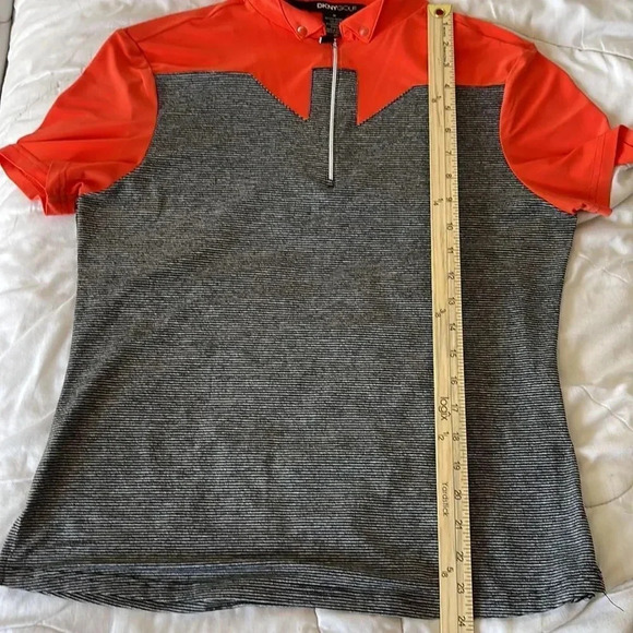 DYNY Golf Quarter Zip Shirt - Orange & Black - Short Sleeve - Stylish & Function - Picture 6 of 7